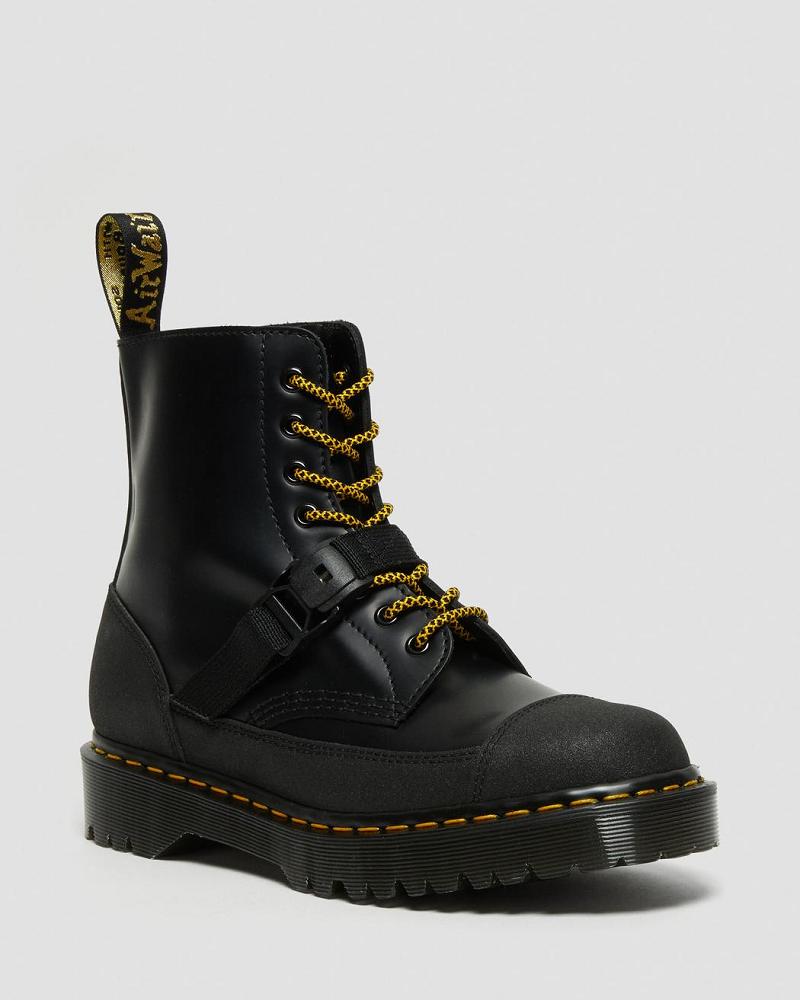 Black Women\'s Dr Martens 1460 Bex Tech Made in England Leather Lace Up Boots | CA 152JPQ